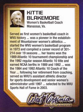 2003 West Virginia Mountaineers Greats Program Cards #NNO Kittie Blakemore Back