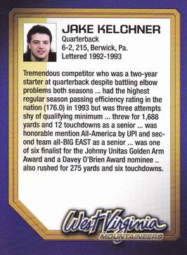 2003 West Virginia Mountaineers Greats Program Cards #NNO Jake Kelchner Back