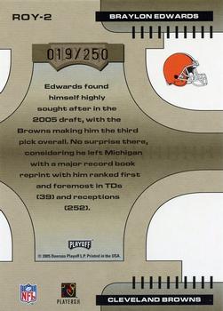 2005 Playoff Contenders - ROY Contenders Green #ROY-2 Braylon Edwards Back