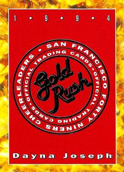 1994 Gold Rush San Francisco Forty Niners Cheerleaders #NNO Dayna Joseph Back