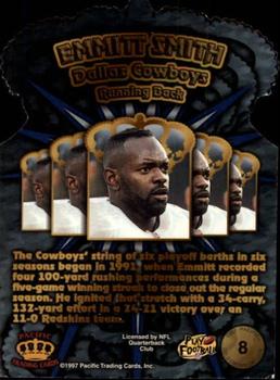 1997 Pacific Crown Collection - Gold Crown Die Cuts #8 Emmitt Smith Back