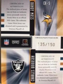 2005 Playoff Honors - Class Reunion Materials #CR-5 Randy Moss / Charles Woodson Back