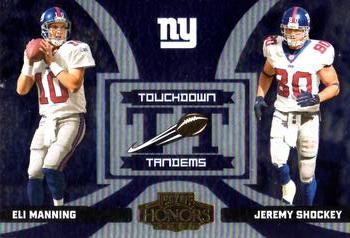 2005 Playoff Honors - Touchdown Tandems Foil #TT-15 Eli Manning / Jeremy Shockey Front