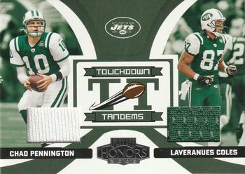 2005 Playoff Honors - Touchdown Tandems Materials #TT-16 Chad Pennington / Laveranues Coles Front