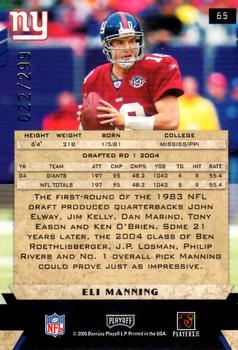 2005 Playoff Honors - X's #65 Eli Manning Back