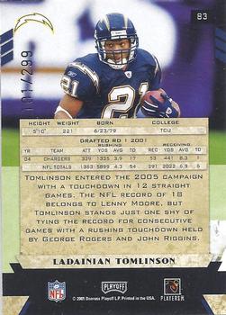 2005 Playoff Honors - X's #83 LaDainian Tomlinson Back