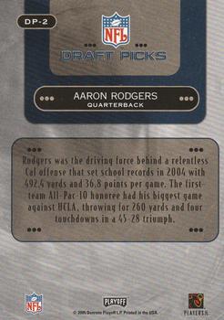 2005 Playoff Prestige - Draft Picks #DP-2 Aaron Rodgers Back