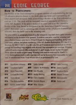 1996 Classic NFL Rookies - Rookie of the Year Interactive Exchange #RY8 Eddie George Back