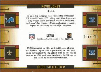2005 Playoff Prestige - League Leaders Holofoil #LL-14 Kevin Jones / Deuce McAllister Back