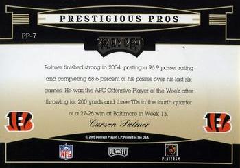 2005 Playoff Prestige - Prestigious Pros Blue #PP-7 Carson Palmer Back
