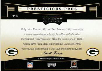 2005 Playoff Prestige - Prestigious Pros Orange #PP-4 Brett Favre Back