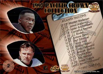1997 Pacific Crown Collection - Team Checklists #2 Jamal Anderson / Bert Emanuel / Morten Andersen Back