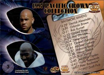 1997 Pacific Crown Collection - Team Checklists #3 Vinny Testaverde / Derrick Alexander / Michael Jackson Back