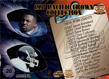 1997 Pacific Crown Collection - Team Checklists #20 Dave Brown / Rodney Hampton / Amani Toomer Back