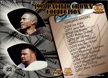 1997 Pacific Crown Collection - Team Checklists #22 Napoleon Kaufman / Tim Brown / Chester McGlockton Back