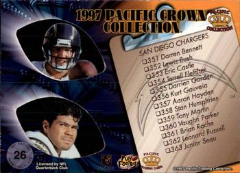 1997 Pacific Crown Collection - Team Checklists #26 Tony Martin / Stan Humphries / Junior Seau Back