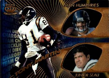 1997 Pacific Crown Collection - Team Checklists #26 Tony Martin / Stan Humphries / Junior Seau Front