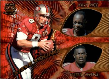 1997 Pacific Crown Collection - Team Checklists #27 Steve Young / Jerry Rice / Terrell Owens Front