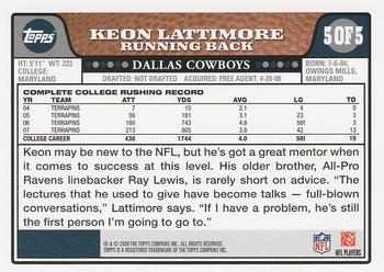 2008 Topps - Dallas Cowboys Rookies #5 Keon Lattimore Back