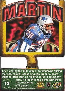 1997 Pacific Crown Collection - The Zone #13 Curtis Martin Back