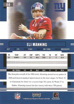 2005 Playoff Prestige - Xtra Points Purple #88 Eli Manning Back