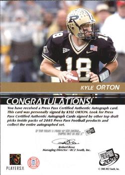 2005 Press Pass - Autographs Bronze #NNO Kyle Orton Back