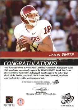 2005 Press Pass - Autographs Silver #NNO Jason White Back