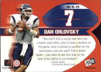 2005 Press Pass - Big Numbers #BN 15 Dan Orlovsky Back