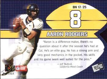 2005 Press Pass - Big Numbers #BN 17 Aaron Rodgers Back
