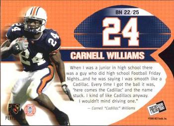 2005 Press Pass - Big Numbers #BN 22 Carnell Williams Back