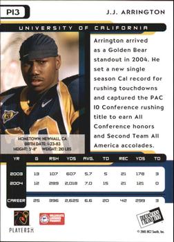 2005 Press Pass - Reflectors Proof #P13 J.J. Arrington Back