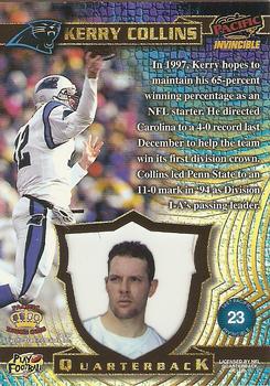 1997 Pacific Invincible #23 Kerry Collins Back