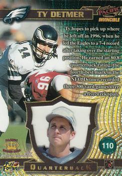 1997 Pacific Invincible #110 Ty Detmer Back