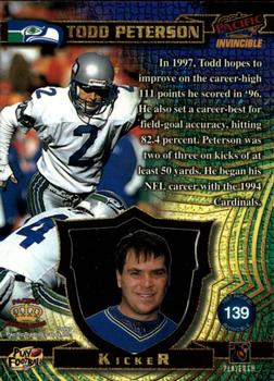 1997 Pacific Invincible #139 Todd Peterson Back
