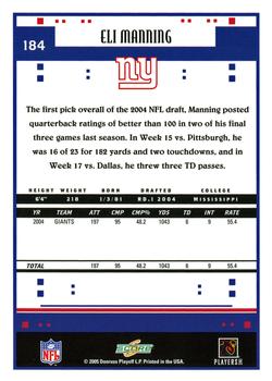2005 Score - Glossy #184 Eli Manning Back