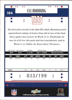 2005 Score - Revolution #184 Eli Manning Back
