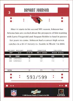2005 Score - Scorecard #3 Bryant Johnson Back