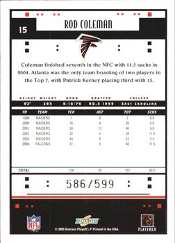 2005 Score - Scorecard #15 Rod Coleman Back