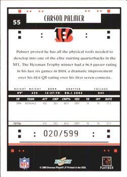 2005 Score - Scorecard #55 Carson Palmer Back