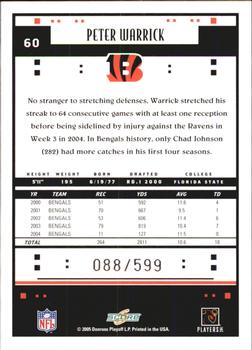 2005 Score - Scorecard #60 Peter Warrick Back