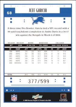 2005 Score - Scorecard #68 Jeff Garcia Back