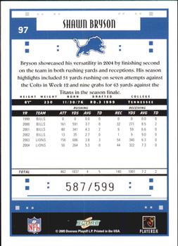 2005 Score - Scorecard #97 Shawn Bryson Back