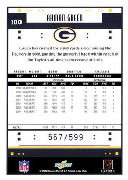 2005 Score - Scorecard #100 Ahman Green Back