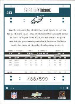 2005 Score - Scorecard #213 Brian Westbrook Back