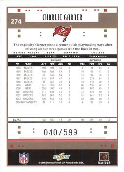 2005 Score - Scorecard #274 Charlie Garner Back