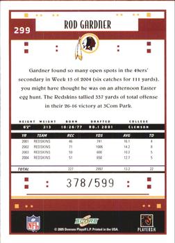 2005 Score - Scorecard #299 Rod Gardner Back