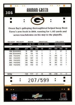 2005 Score - Scorecard #306 Ahman Green Back