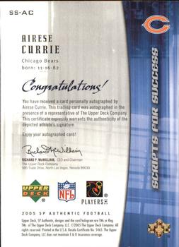 2005 SP Authentic - Scripts for Success Autographs #SS-AC Airese Currie Back