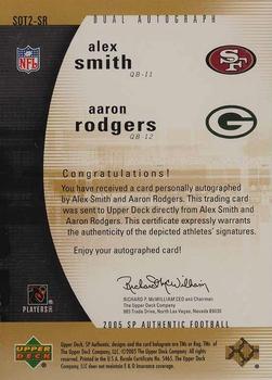 2005 SP Authentic - Sign of the Times Dual #SOT2-SR Alex Smith / Aaron Rodgers Back