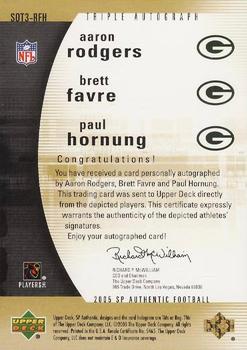 2005 SP Authentic - Sign of the Times Triple #RFH Aaron Rodgers / Brett Favre / Paul Hornung Back